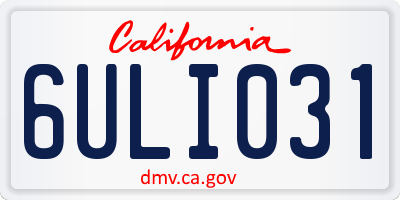 CA license plate 6ULI031