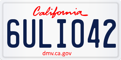 CA license plate 6ULI042