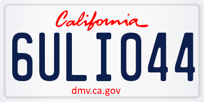 CA license plate 6ULI044