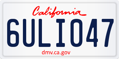 CA license plate 6ULI047