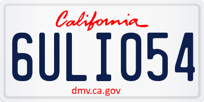 CA license plate 6ULI054