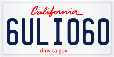 CA license plate 6ULI060