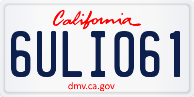 CA license plate 6ULI061