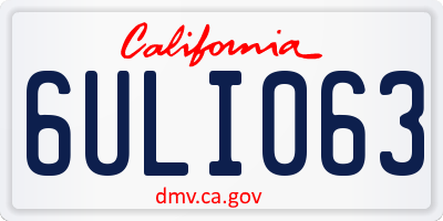 CA license plate 6ULI063