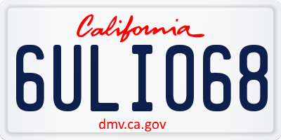 CA license plate 6ULI068