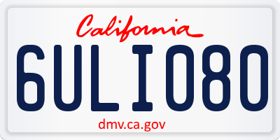 CA license plate 6ULI080