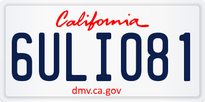 CA license plate 6ULI081