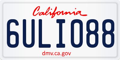 CA license plate 6ULI088