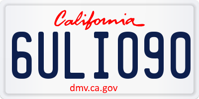CA license plate 6ULI090