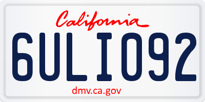 CA license plate 6ULI092