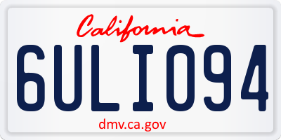CA license plate 6ULI094