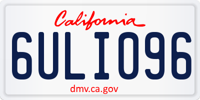 CA license plate 6ULI096