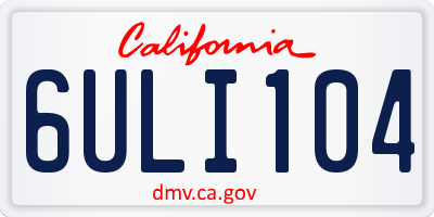 CA license plate 6ULI104