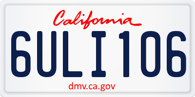CA license plate 6ULI106