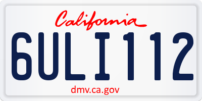CA license plate 6ULI112