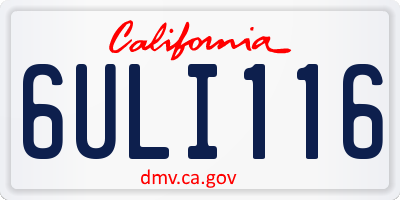 CA license plate 6ULI116