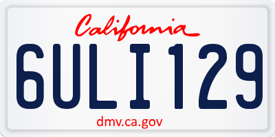 CA license plate 6ULI129