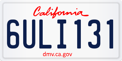 CA license plate 6ULI131