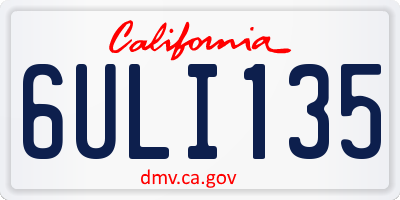 CA license plate 6ULI135