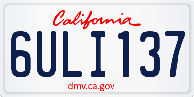 CA license plate 6ULI137