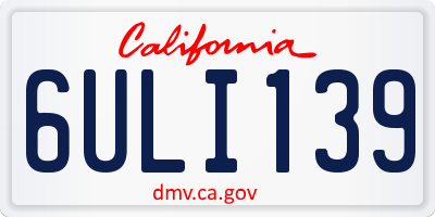 CA license plate 6ULI139