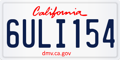 CA license plate 6ULI154