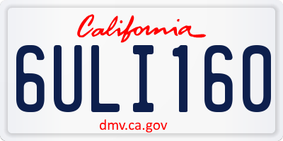 CA license plate 6ULI160