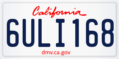 CA license plate 6ULI168