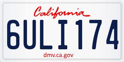 CA license plate 6ULI174