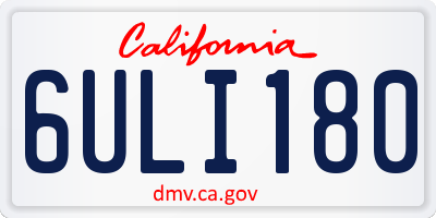 CA license plate 6ULI180