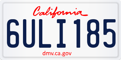 CA license plate 6ULI185