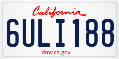 CA license plate 6ULI188