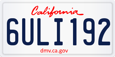 CA license plate 6ULI192