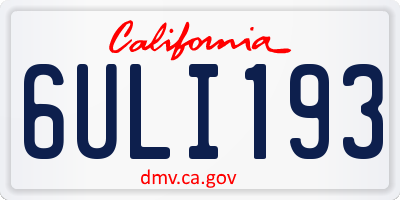 CA license plate 6ULI193