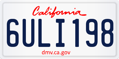 CA license plate 6ULI198