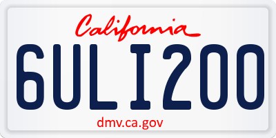 CA license plate 6ULI200