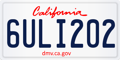 CA license plate 6ULI202
