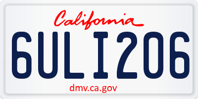 CA license plate 6ULI206