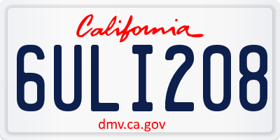CA license plate 6ULI208