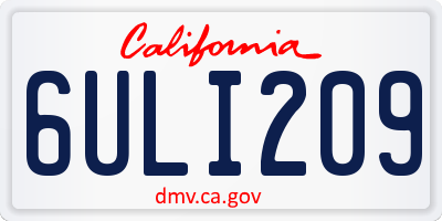 CA license plate 6ULI209