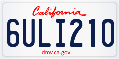 CA license plate 6ULI210