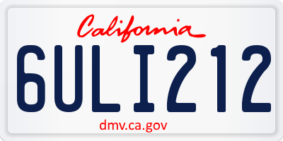 CA license plate 6ULI212
