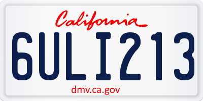 CA license plate 6ULI213