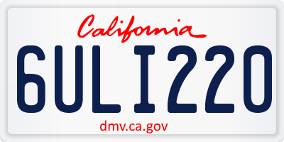 CA license plate 6ULI220