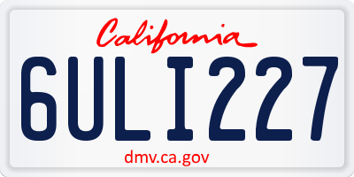 CA license plate 6ULI227