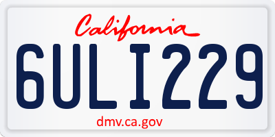 CA license plate 6ULI229