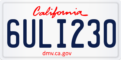 CA license plate 6ULI230
