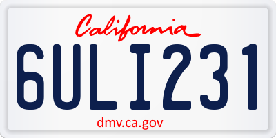 CA license plate 6ULI231