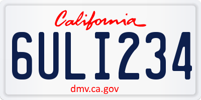 CA license plate 6ULI234