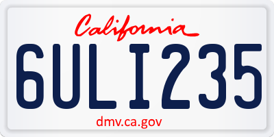 CA license plate 6ULI235